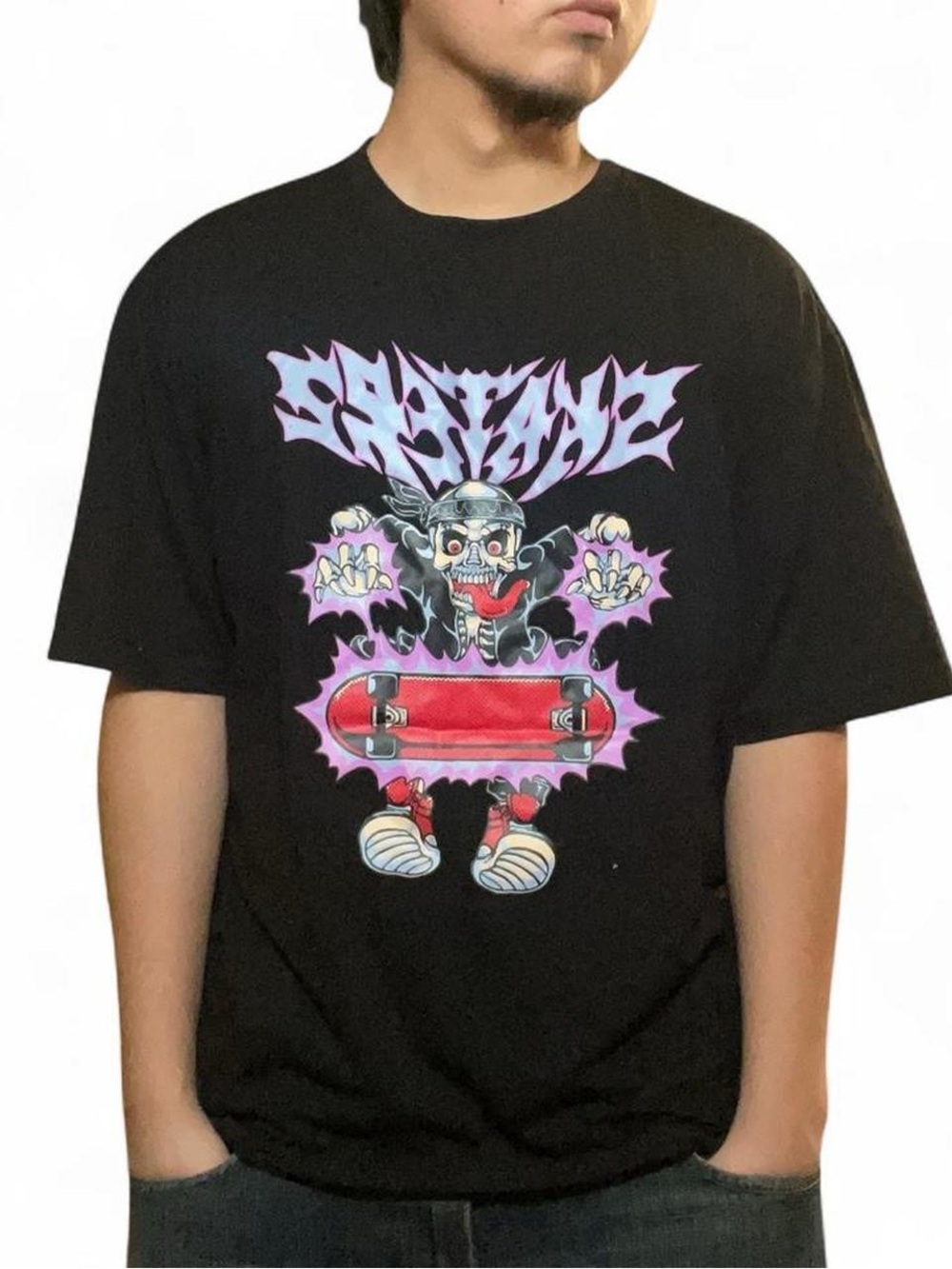 ROMWE Men's Skaterz Skeleton Graphic Black‎ T-Shirt